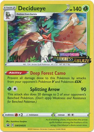 Decidueye (SWSH035) (Staff Prerelease Promo) [Sword & Shield: Black Star Promos] Pokémon