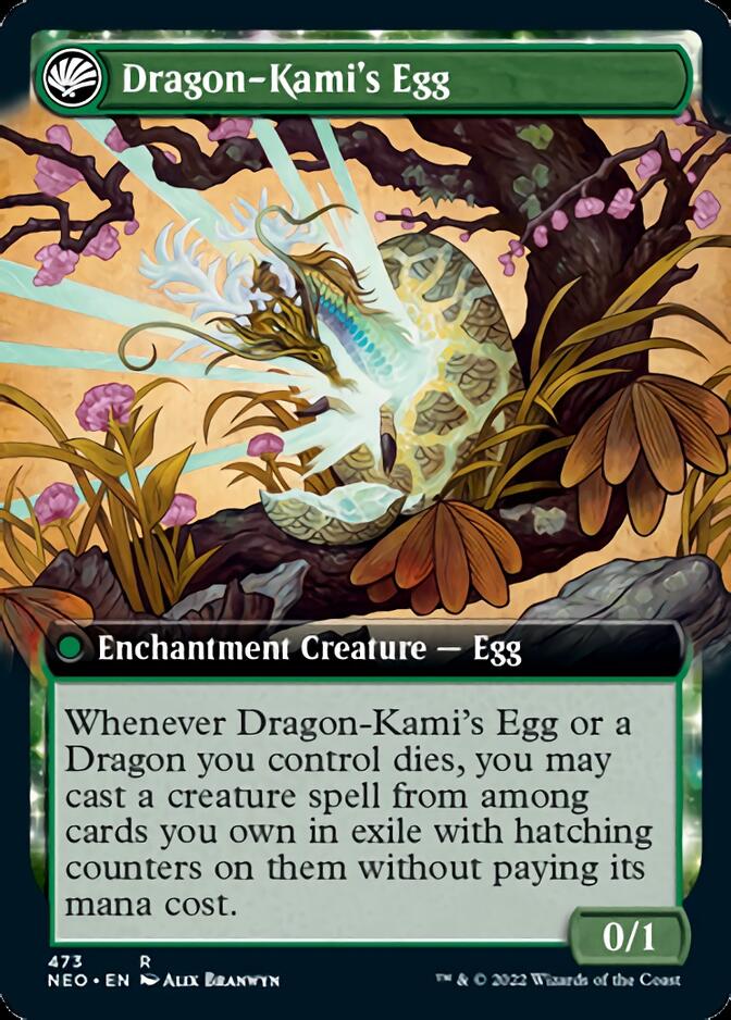 The Dragon-Kami Reborn // Dragon-Kami's Egg (Extended Art) [Kamigawa: Neon Dynasty] Magic: The Gathering