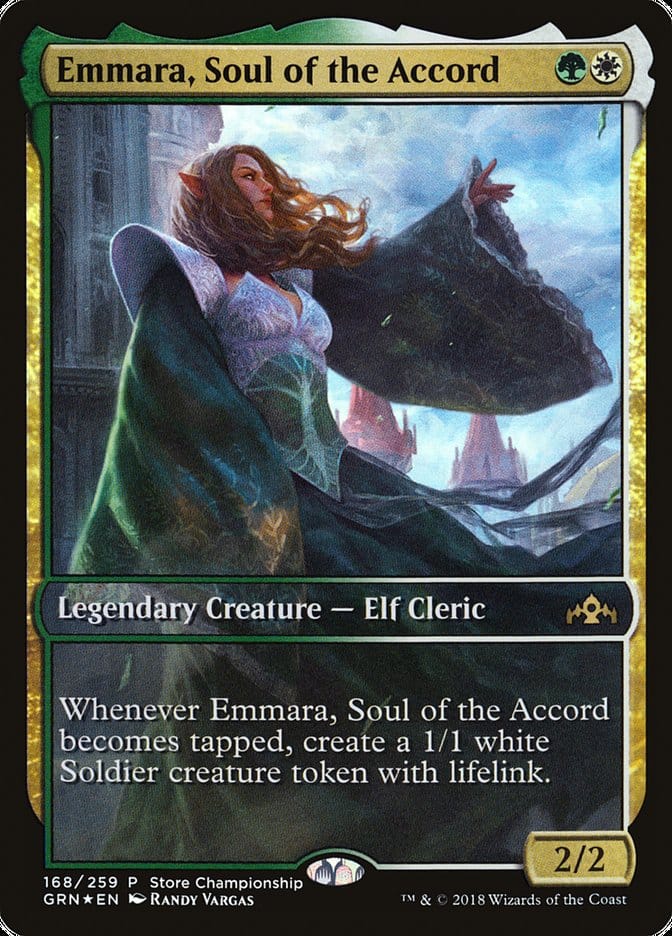 Emmara, Soul of the Accord (Store Championship) (Full Art) [Guilds of Ravnica Promos] Magic: The Gathering