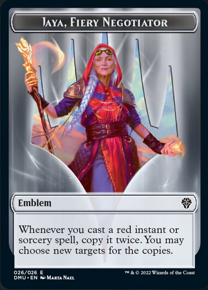 Soldier // Jaya, Fiery Negotiator Emblem Double-Sided Token [Dominaria United Tokens] Magic: The Gathering