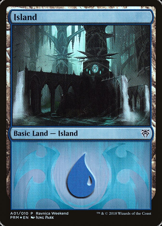 Island (A01) [Ravnica Allegiance Ravnica Weekend] Magic: The Gathering