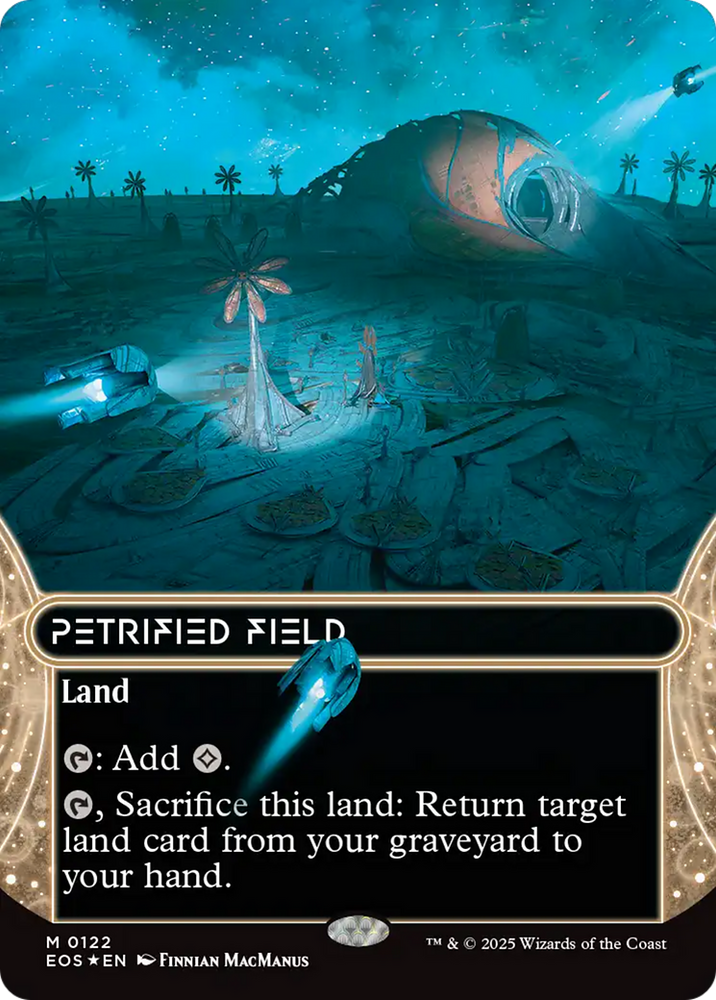 Petrified Field (0122) (Borderless) (Galaxy Foil) [Edge of Eternities: Stellar Sights] Magic: The Gathering