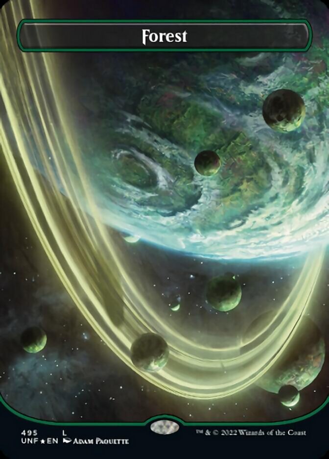 Forest (495) (Orbital Space-ic Land) (Galaxy Foil) [Unfinity] Magic: The Gathering