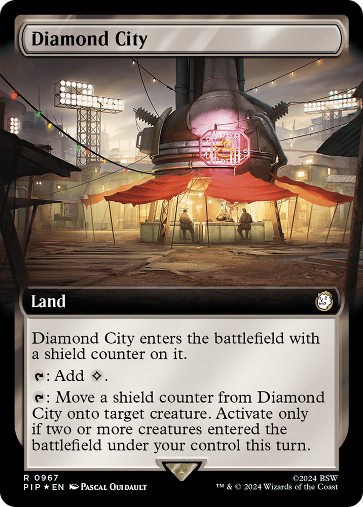 Diamond City (Extended Art) (Surge Foil) [Fallout] Magic: The Gathering