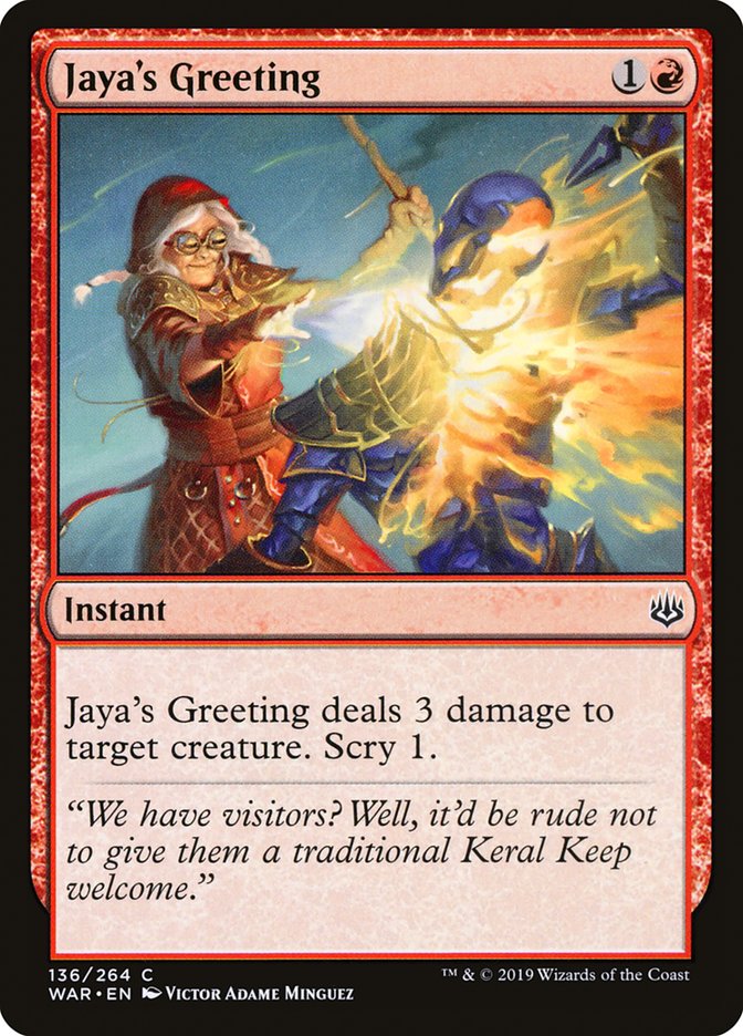 Jaya's Greeting [War of the Spark] Magic: The Gathering