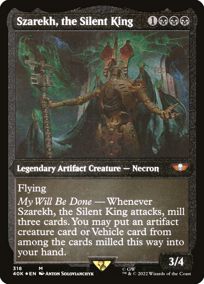 Szarekh, the Silent King (Display Commander) (Etched Foil) [Warhammer 40,000] Magic: The Gathering