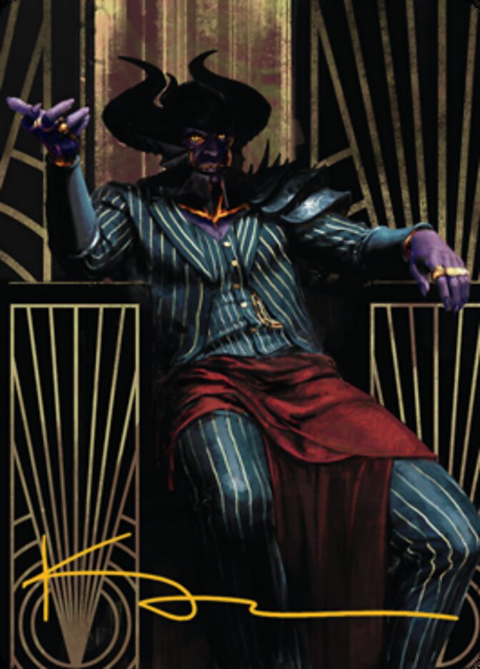 Ob Nixilis, the Adversary 2 Art Card (Gold-Stamped Signature) [Streets of New Capenna Art Series] Magic: The Gathering