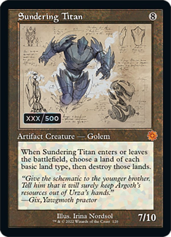 Sundering Titan (Retro Schematic) (Serialized) [The Brothers' War Retro Artifacts] Magic: The Gathering