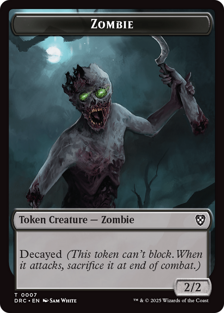 Timeless Dragon // Zombie (0007) Double-Sided Token [Aetherdrift Commander Tokens] Magic: The Gathering