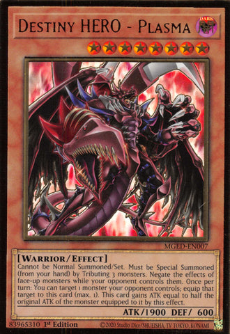 Destiny HERO - Plasma (Alternate Art) [MGED-EN007] Gold Rare - Yugioh Cards For Your TCG Needs!