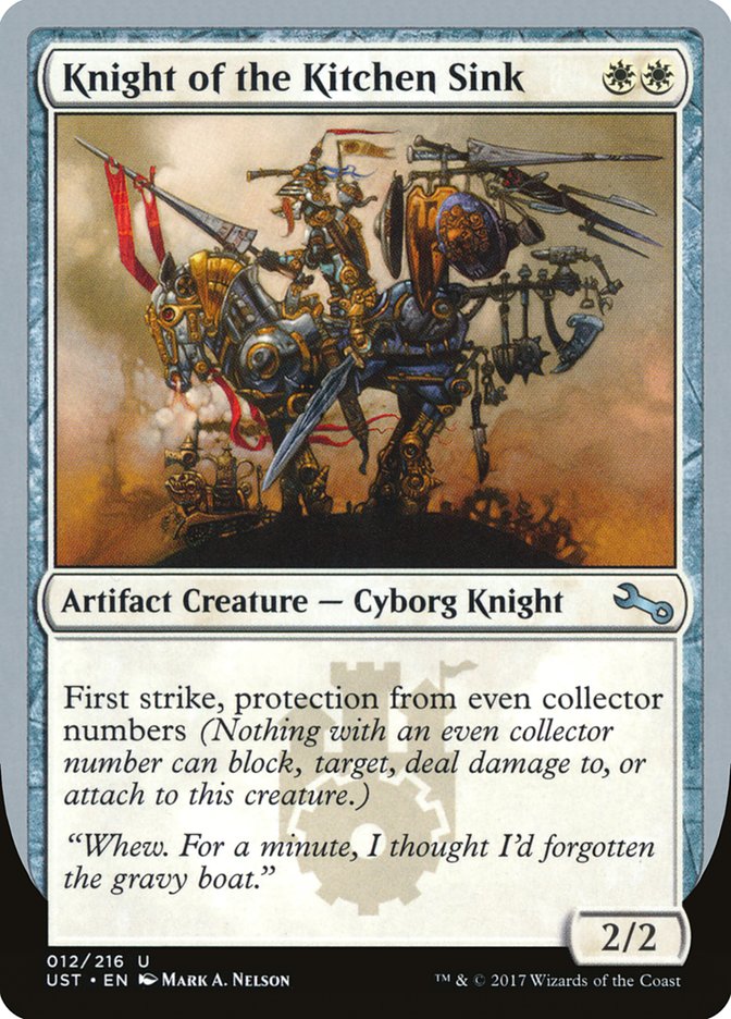 Knight of the Kitchen Sink ("protection from even collector numbers") [Unstable] Magic: The Gathering