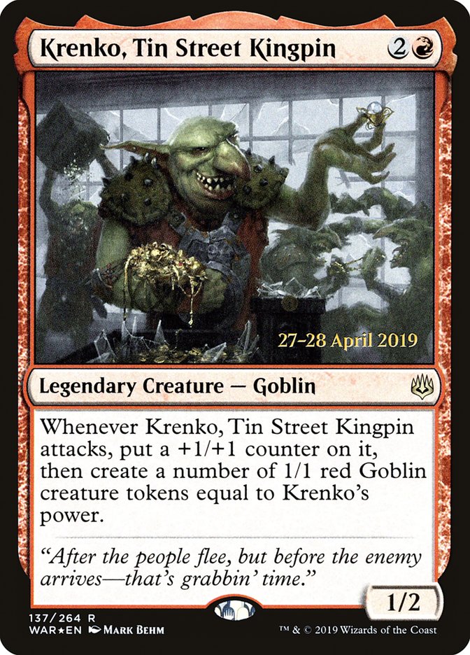 Krenko, Tin Street Kingpin [War of the Spark Prerelease Promos] Magic: The Gathering
