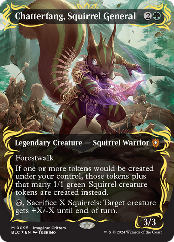 Chatterfang, Squirrel General (Borderless) (Raised Foil) [Bloomburrow Commander] Magic: The Gathering