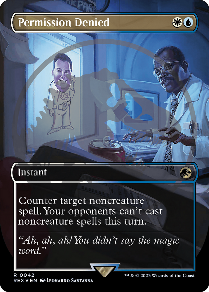 Permission Denied (Emblem) (Borderless) [Jurassic World Collection Tokens] Magic: The Gathering