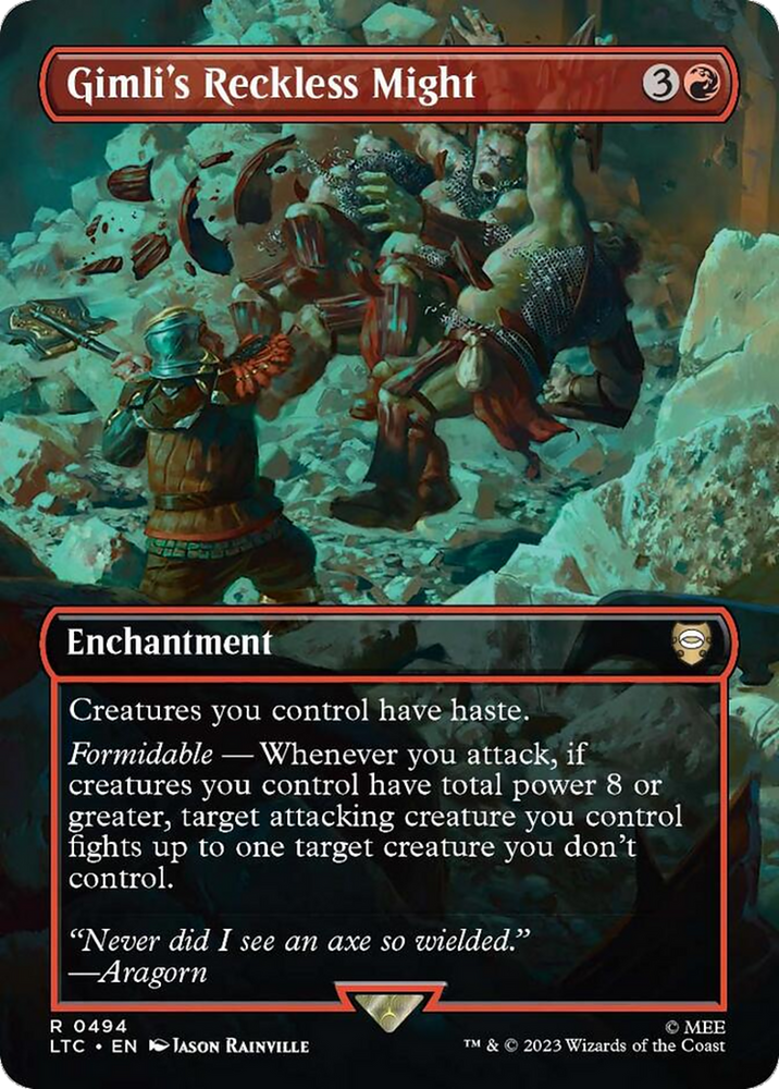 Gimli's Reckless Might (Borderless) [The Lord of the Rings: Tales of Middle-Earth Commander] Magic: The Gathering
