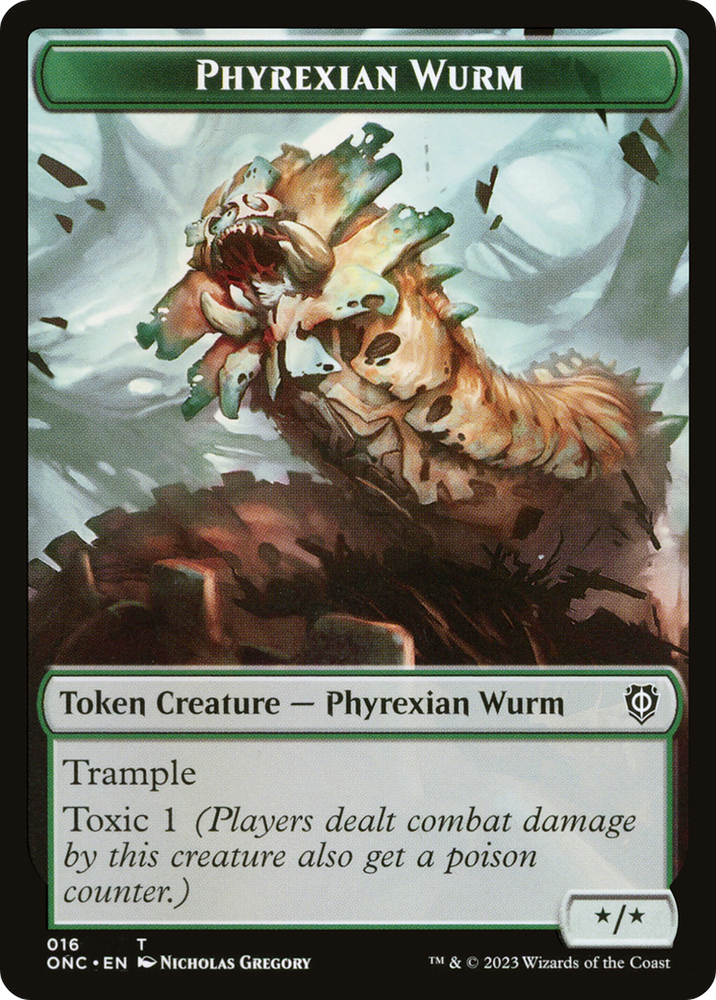 Phyrexian Wurm // Phyrexian Insect Double-Sided Token [Phyrexia: All Will Be One Commander Tokens] Magic: The Gathering