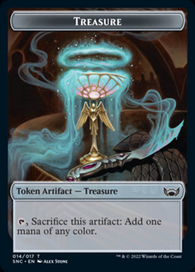 Treasure (014) // Wizard Double-Sided Token [Streets of New Capenna Tokens] Magic: The Gathering