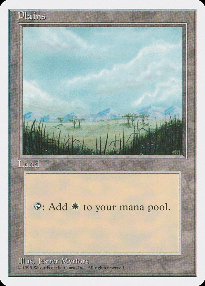 Plains (Trees on Plain / Signature on Right) [Fourth Edition] Magic: The Gathering