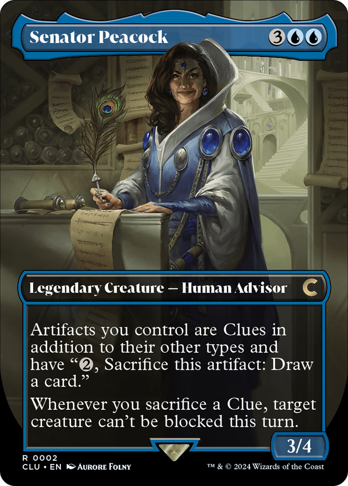 Senator Peacock (Borderless) [Ravnica: Clue Edition] Magic: The Gathering