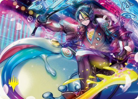 Tatsunari, Toad Rider Art Card (Gold-Stamped Signature) [Kamigawa: Neon Dynasty Art Series] Magic: The Gathering