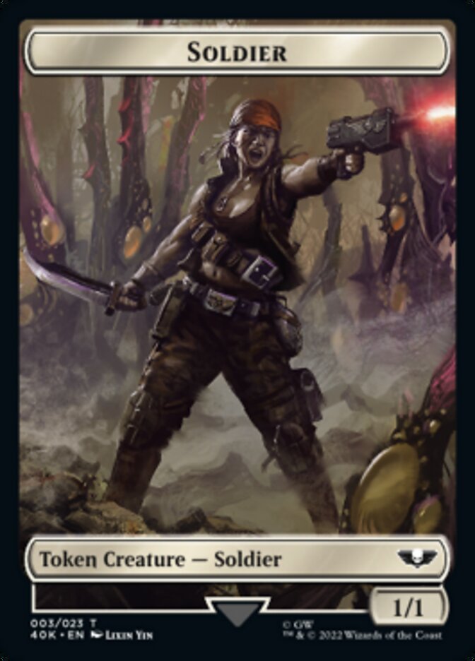Soldier (003) // Ultramarines Honour Guard Double-Sided Token (Surge Foil) [Warhammer 40,000 Tokens] Magic: The Gathering