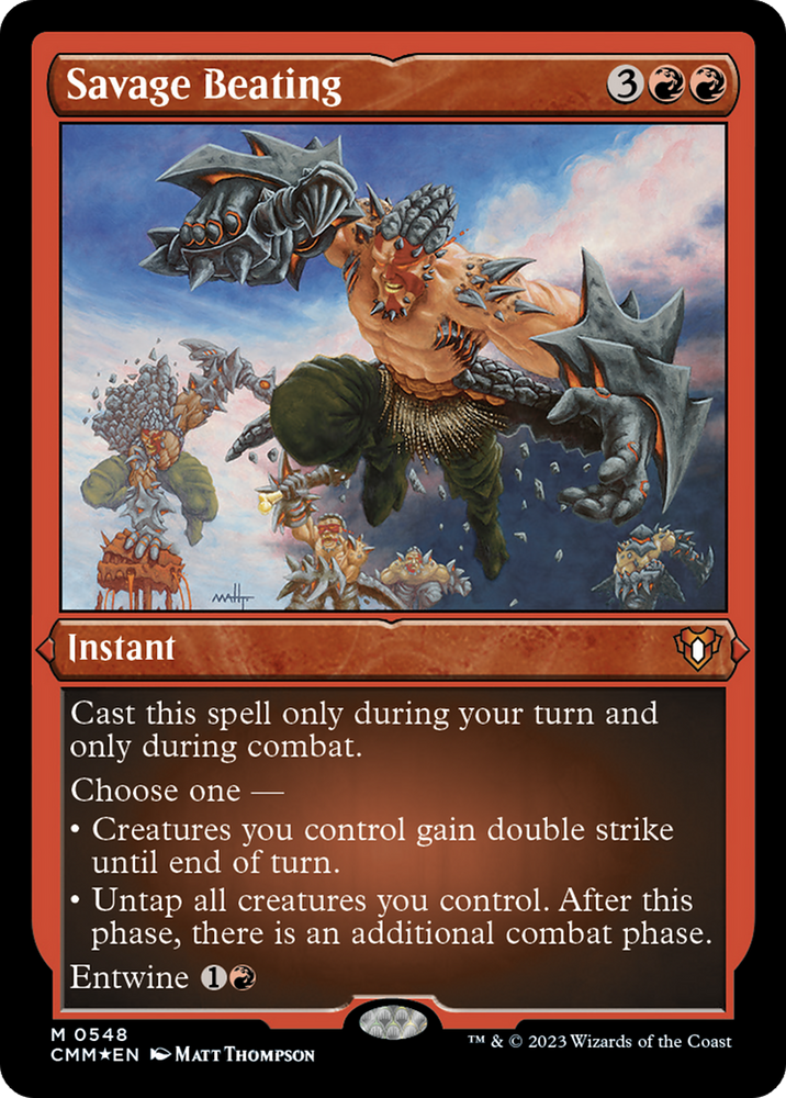 Savage Beating (Foil Etched) [Commander Masters] Magic: The Gathering