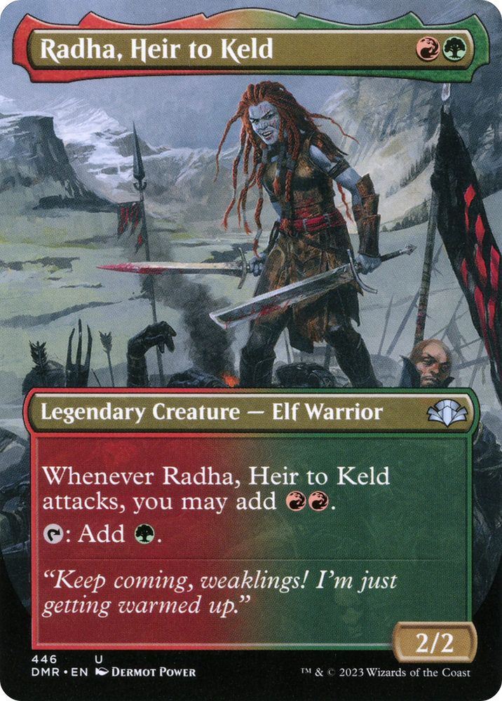 Radha, Heir to Keld (Borderless Alternate Art) [Dominaria Remastered] Magic: The Gathering