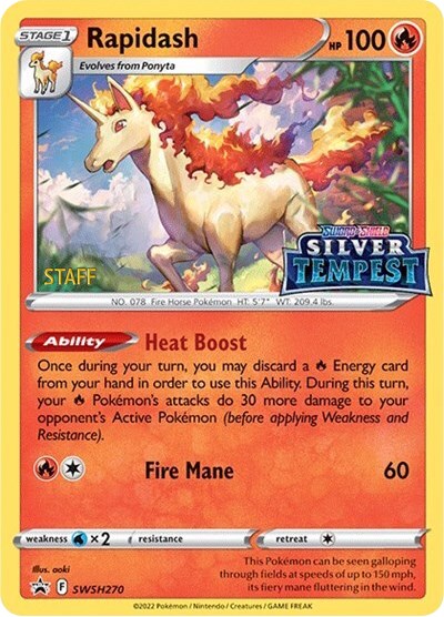 Rapidash (SWSH270) (Prerelease) (Staff) [Sword & Shield: Black Star Promos] Pokémon