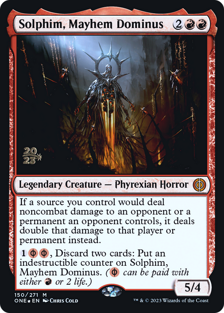 Solphim, Mayhem Dominus [Phyrexia: All Will Be One Prerelease Promos] Magic: The Gathering