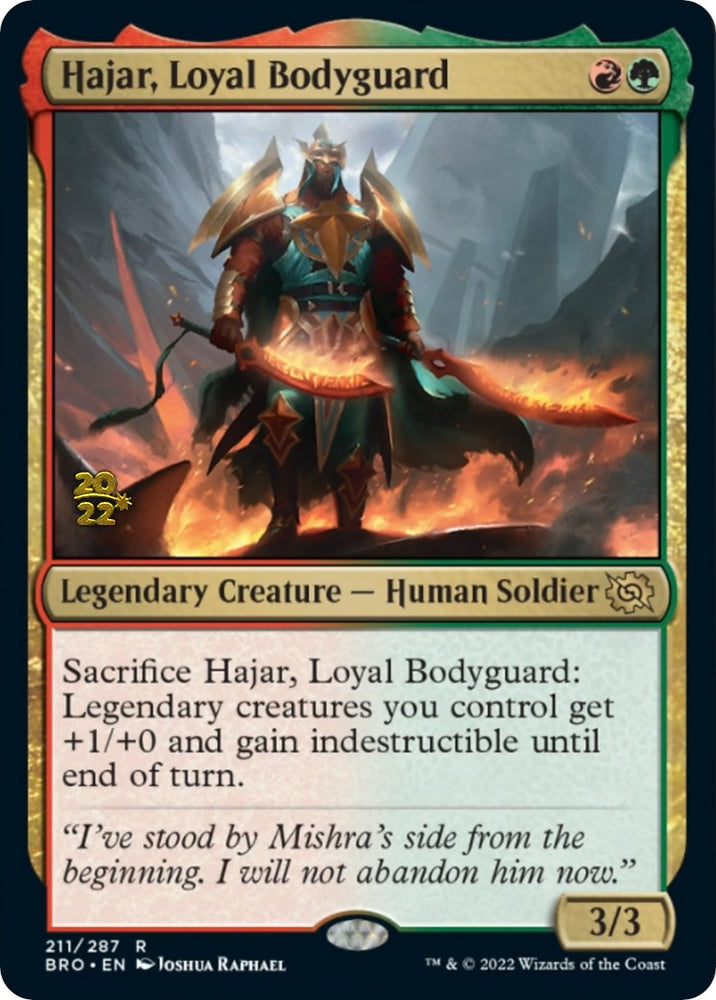 Hajar, Loyal Bodyguard [The Brothers' War Prerelease Promos] Magic: The Gathering