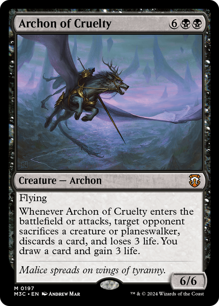 Archon of Cruelty (Ripple Foil) [Modern Horizons 3 Commander] Magic: The Gathering