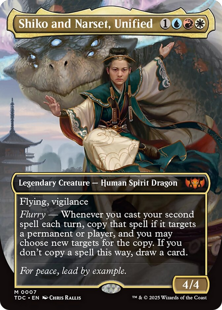 Shiko and Narset, Unified (Borderless) [Tarkir: Dragonstorm Commander] Magic: The Gathering