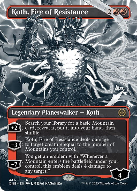 Koth, Fire of Resistance (Borderless Manga Step-and-Compleat Foil) [Phyrexia: All Will Be One] Magic: The Gathering