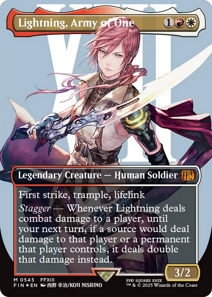 Lightning, Army of One (Borderless) (Surge Foil) [FINAL FANTASY] Magic: The Gathering