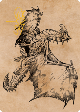 Ancient Bronze Dragon Art Card (58) (Gold-Stamped Signature) [Commander Legends: Battle for Baldur's Gate Art Series] Magic: The Gathering