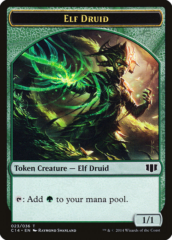 Elf Druid // Beast (020/036) Double-Sided Token [Commander 2014 Tokens] Magic: The Gathering