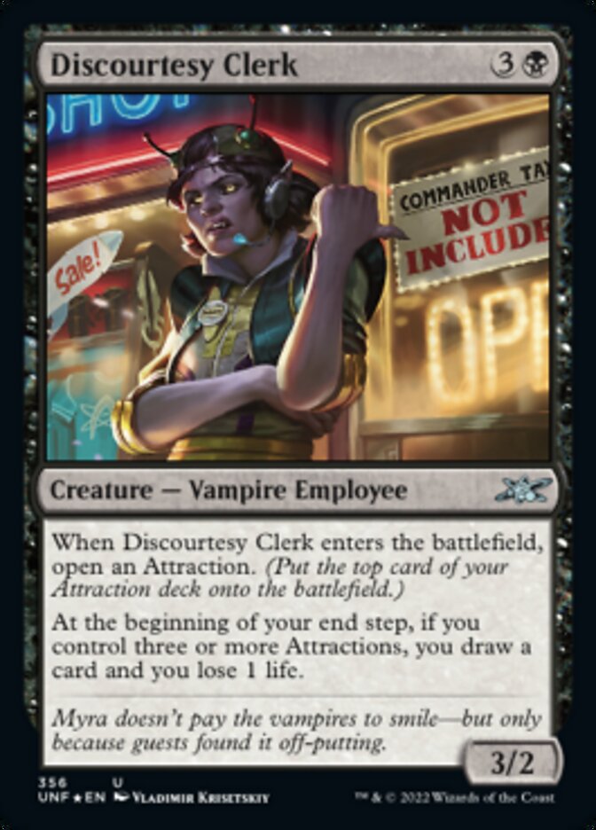 Discourtesy Clerk (Galaxy Foil) [Unfinity] Magic: The Gathering