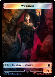Warrior // Dinosaur Double-Sided Token (Surge Foil) [Doctor Who Tokens] Magic: The Gathering