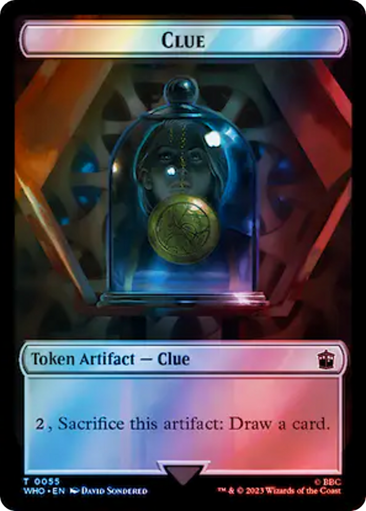 Alien Rhino // Clue (0055) Double-Sided Token (Surge Foil) [Doctor Who Tokens] Magic: The Gathering
