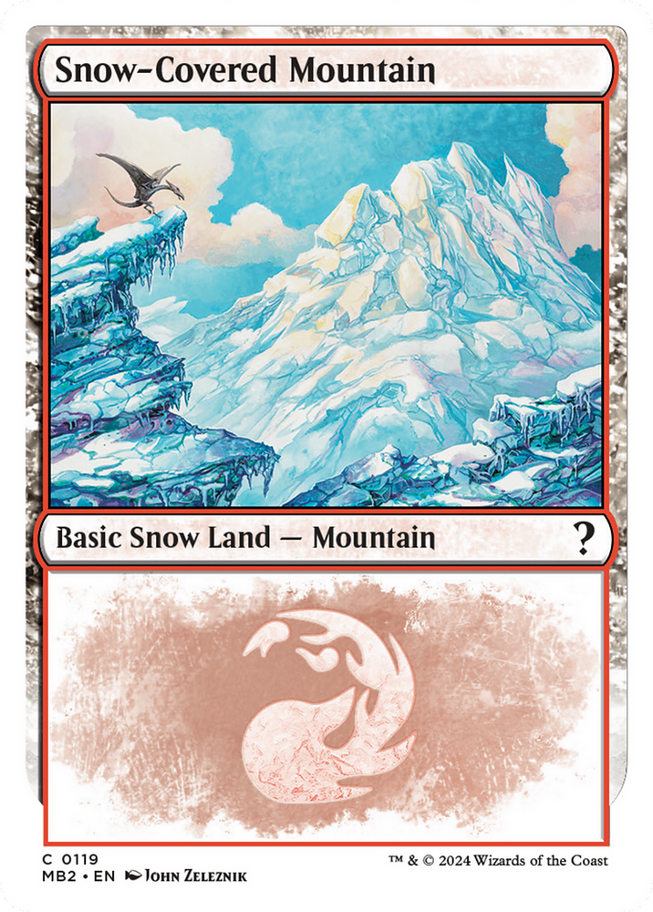 Snow-Covered Mountain (White Border) [Mystery Booster 2] Magic: The Gathering
