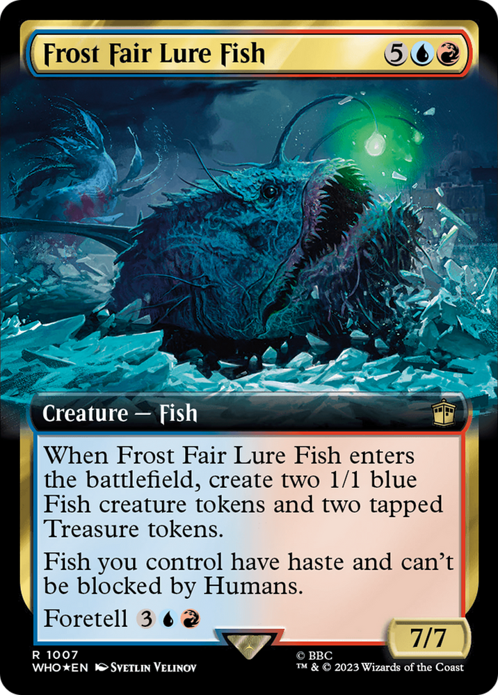 Frost Fair Lure Fish (Extended Art) (Surge Foil) [Doctor Who] Magic: The Gathering