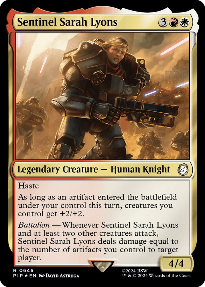 Sentinel Sarah Lyons (Surge Foil) [Fallout] Magic: The Gathering