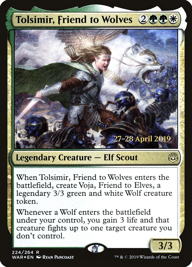 Tolsimir, Friend to Wolves [War of the Spark Prerelease Promos] Magic: The Gathering