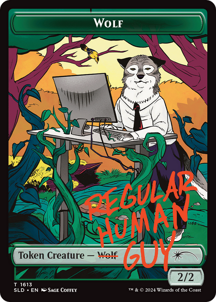 Wolf Token (Rainbow Foil) [Secret Lair: Angels Tokens] Magic: The Gathering