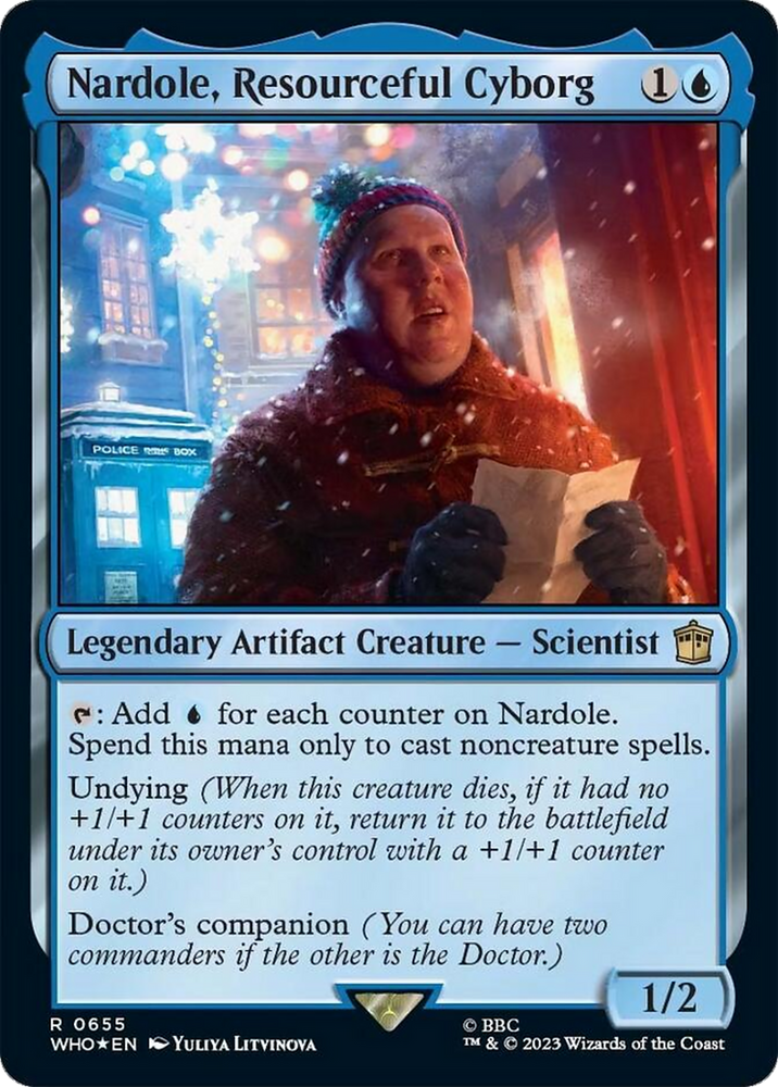 Nardole, Resourceful Cyborg (Surge Foil) [Doctor Who] Magic: The Gathering