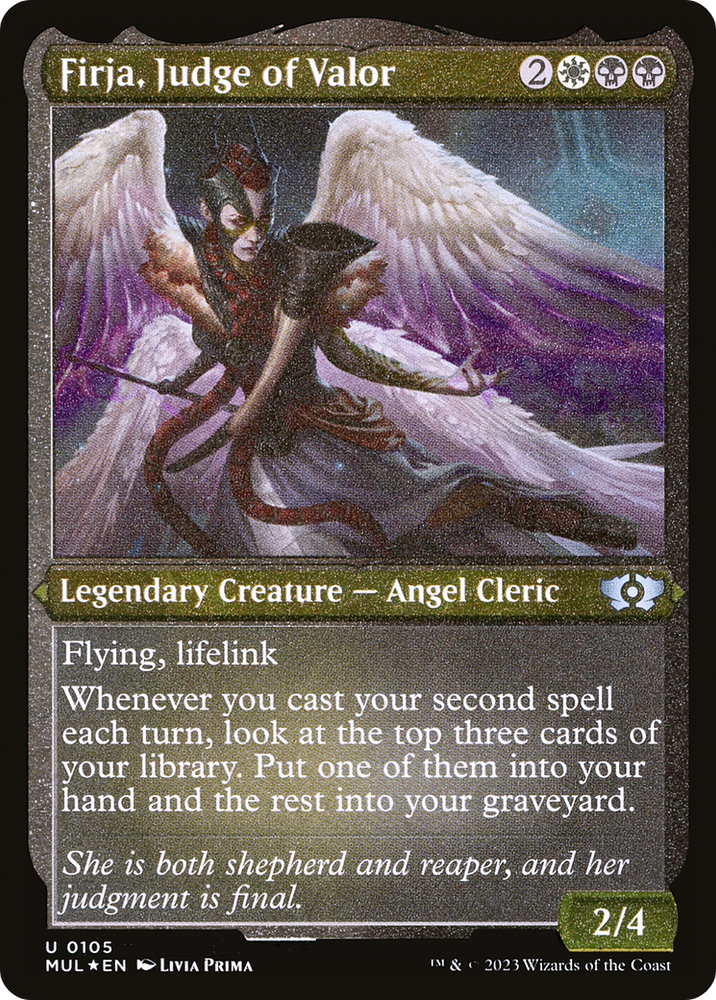 Firja, Judge of Valor (Foil Etched) [Multiverse Legends] Magic: The Gathering