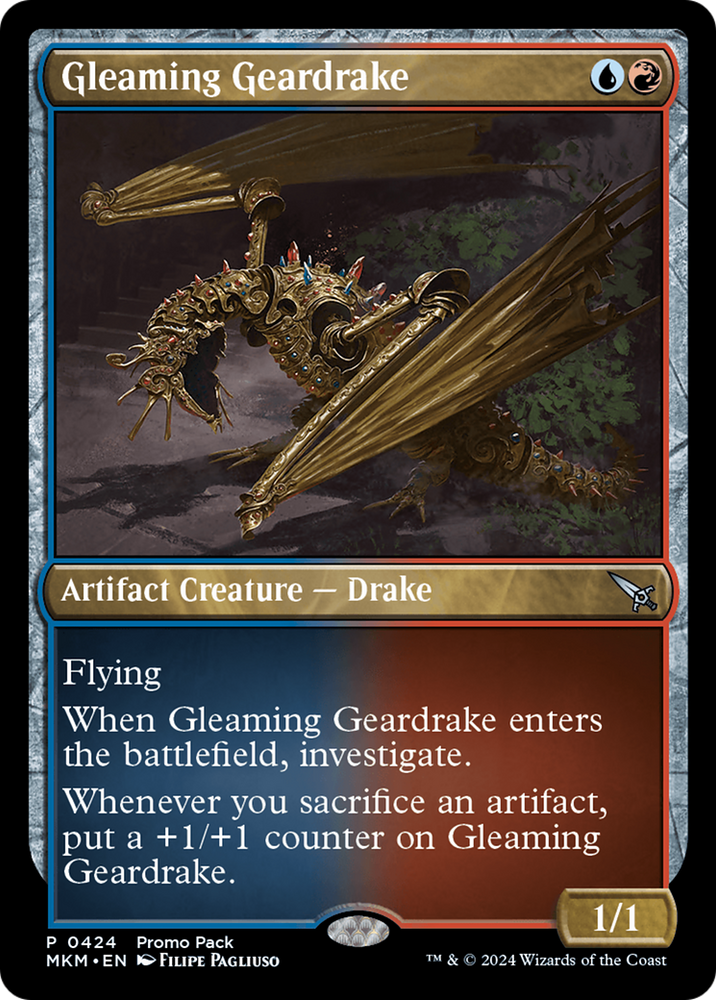 Gleaming Geardrake (Promo Pack) [Murders at Karlov Manor Promos] Magic: The Gathering