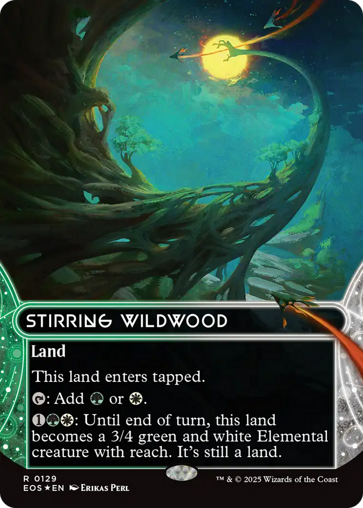Stirring Wildwood (0129) (Borderless) (Galaxy Foil) [Edge of Eternities: Stellar Sights] Magic: The Gathering