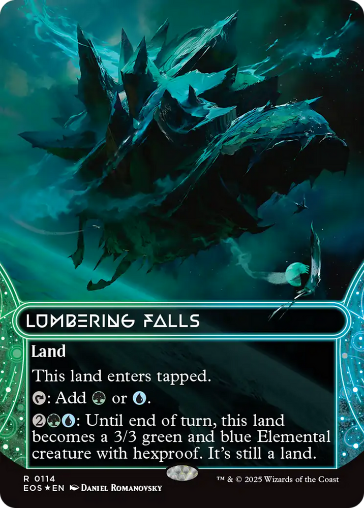 Lumbering Falls (0114) (Borderless) (Galaxy Foil) [Edge of Eternities: Stellar Sights] Magic: The Gathering
