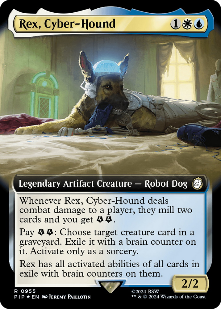 Rex, Cyber-Hound (Extended Art) (Surge Foil) [Fallout] Magic: The Gathering